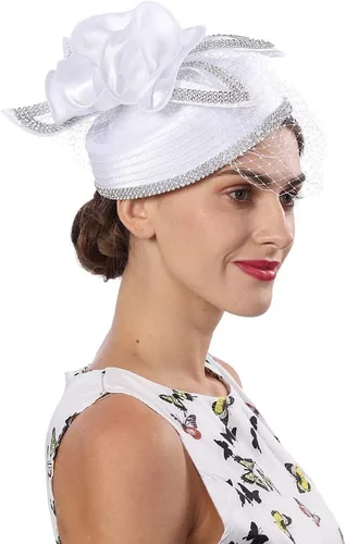 Vista 3 de FORBUSITE Tocado para mujer, para iglesia, fiesta de té, diadema, Derby, boda, cóctel