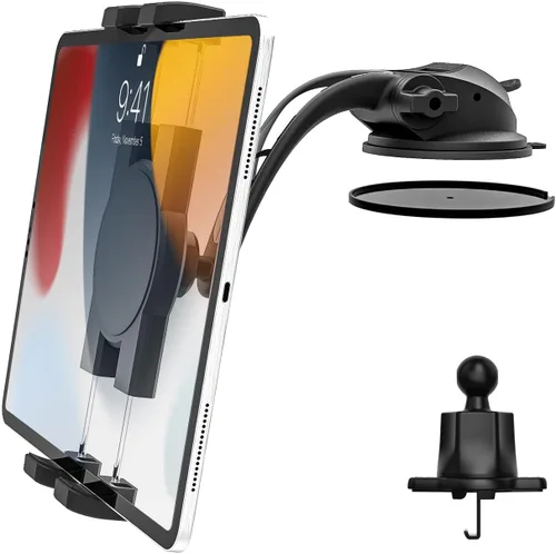 Vista 8 de Soporte de tablet para tablero de instrumentos para automóvil, brazo ajustable y estable Car Dash Windshield Tablet Holder Suction for 4-13