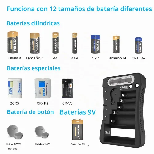 Vista 2 de Probador de Batería, Dlyfull Comprobador de Batería Universal con Pantalla LCD para Pilas AA, AAA, C, D, 9V, CR2032, CR123A, CR2, CRV3, 2CR5, CRP2