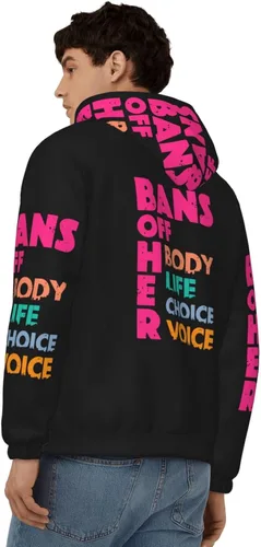 Vista 5 de Bans Off Our Bodies - Sudadera con capucha para hombre, manga larga, con cremallera