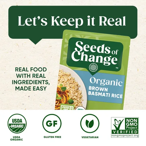 Vista 5 de SEEDS OF CHANGE Arroz Basmati marrón orgánico certificado, alimentos orgánicos, bolsa de 8.5 onzas