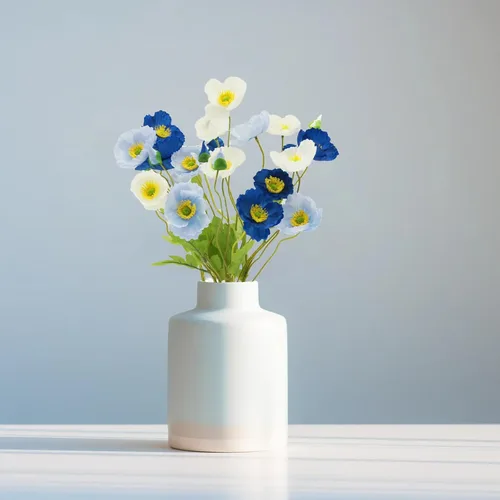 Vista 8 de FERIAL 6 flores de amapola artificiales de seda con tallos de amapola sintética de tacto real para el hogar, cocina, centros de mesa, arreglo Blanco