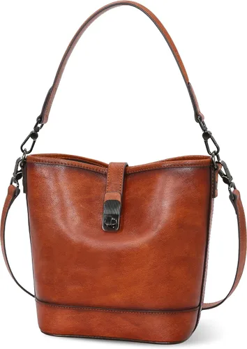 Vista 8 de HESHE Bolsos cruzados de cuero para mujer, bolso de hombro de diseñador, bolso hobo, bolso de cubo para todos