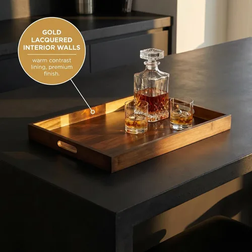 Vista 7 de Bam & Boo Bandeja rectangular grande de madera con asas 19.75 x 12.5 x 1.1 pulgadas