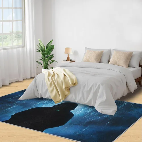 Vista 4 de Cyberpunk - Alfombras para dormitorio, alfombra de área Cyberpunk Hacker, alfombras futuristas para sala de estar, alfombra antideslizante