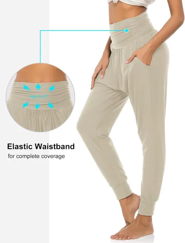 Vista 4 de DIBAOLONG Pantalones de yoga para mujer, pantalones deportivos holgados para ejercicio, pantalones cómodos de descanso con bolsillos