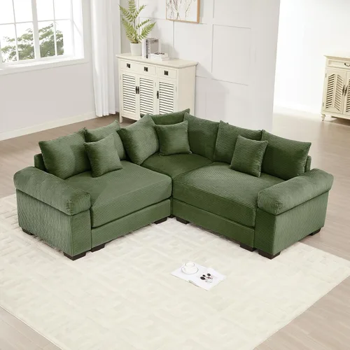 Vista 57 de ODUSE-DAILY Sofá modular de gran tamaño de 117.3 pulgadas, sofás modulares grandes de pana para sala de estar, sofás de 3 plazas, moderno juego