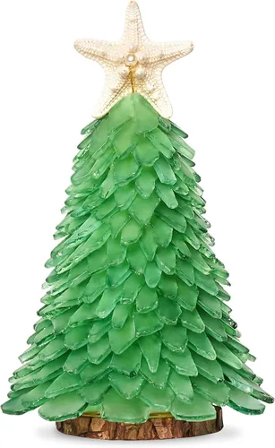 Vista 9 de Árbol de Navidad de cristal de mar verde, mini árbol de Navidad hecho a mano, centro de mesa, ideal para Navidad, Año Nuevo, decoración del hogar