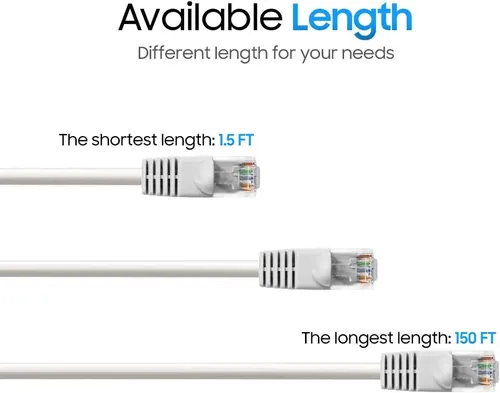 Vista 56 de Cmple - Cable Ethernet Cat5e de 1.5 pies, Cable Patch Ethernet UTP Cat 5e de 350 MHz, Cable LAN de red de 1 Gbps, conectores RJ45, compatible