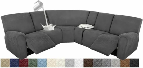 Vista 103 de Fundas para sofá modular reclinable, impermeable, en forma de L, lavable, para sofá reclinable en forma de L, súper elásticas, suaves, para esquinas