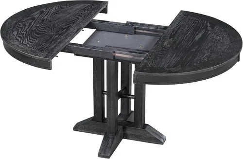 Vista 6 de JUSTONE Mesa de comedor redonda extensible, mesa de comedor de cocina con base en forma de X, juego de mesa de comedor para cocina, comedor, rincón