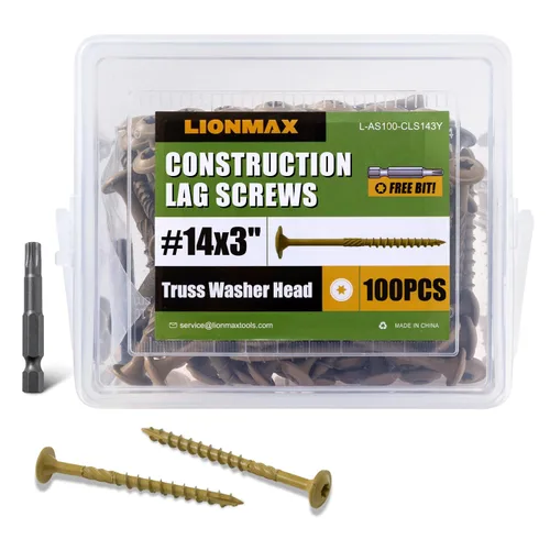 Vista 26 de LIONMAX Tornillos de retraso de 2-1/2 pulgadas, tornillo de madera estructural #14 x 2-1/2, 50 tornillos de construcción resistentes, resistentes a