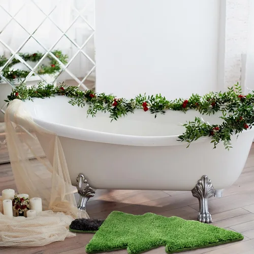 Vista 6 de Tinideya Alfombra de baño de árbol de Navidad para niños, 28 x 20 pulgadas, tapete de baño para bañera, árbol de Navidad, tapete de baño verde