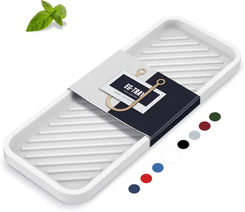 Vista 20 de EG-SIPRO Soporte de esponja de silicona, bandeja organizadora para fregadero de cocina, organizador de esponja para mostrador de baño, soporte