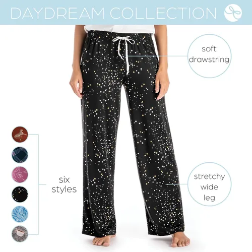 Vista 4 de Hello Mello Signature Lounge Pants - Pantalones de pijama suaves para mujer, cintura elástica, cordón