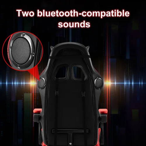 Vista 11 de Silla para videojuegos, silla de videojuegos con luz LED, sillas ergonómicas de masaje para computadora, altura ajustable, con asiento giratorio