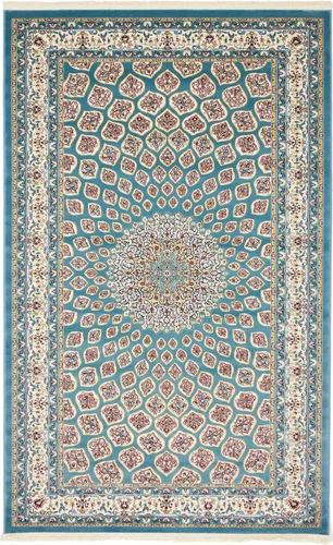 Vista 14 de Unique Loom Narenj Collection - Alfombra clásica con diseño de medallón texturizado tradicional, 3 x 5 pies, 1 pulgada, rectangular, color Azul