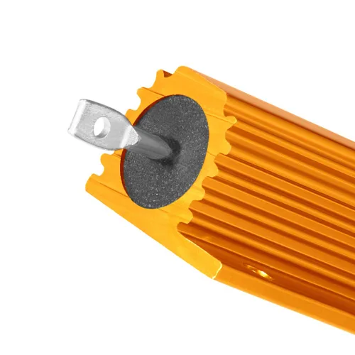 Vista 4 de uxcell 2pcs aluminio caso resistor 100W 0.1 ohmios bobinado amarillo para LED reemplazo convertidor 100W 0.1RJ