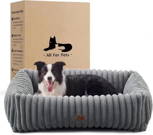 Vista 10 de Cama lavable para perros pequeños y medianos, cama rectangular ortopédica de forro polar de pana para mascotas con funda extraíble y parte inferior