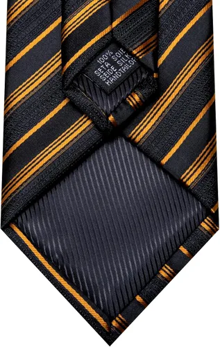 Vista 339 de Barry.Wang Juego de corbatas para hombre, corbata de seda a rayas, tejido a cuadros, gemelos formales, negocios, boda