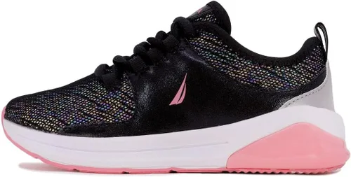 Vista 2 de Nautica - Tenis modernos y con detalles metálicos para niñas, zapato deportivo para correr con cordones I kappil I (niña grande, niña pequeña, niña)