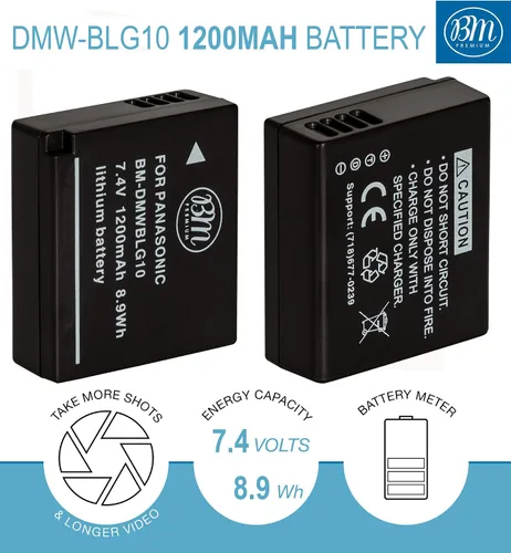 Vista 2 de BM - Paquete de 2 baterías DMW-BLG10 y cargador de batería dual para Panasonic Lumix DC-ZS200, ZS300, DC-G100, ZS70, ZS80, ZS99, DC-GX9, DMC-GX80