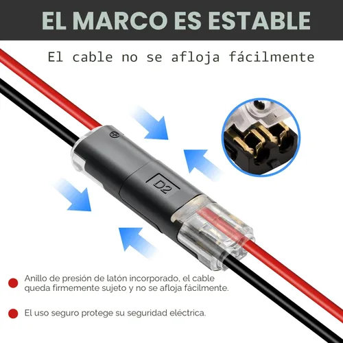 Vista 7 de Paquete de 50 conectores de cable, conectores de cable de empalme rápido de 2 pines de bajo voltaje, conector de empalme de alambre sin soldadura