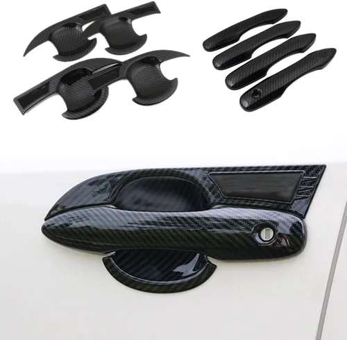 Vista 7 de 8 piezas ABS negro brillante automotriz cubierta exterior de la manija de la puerta cubierta del cuenco protector de la puerta exterior decoración