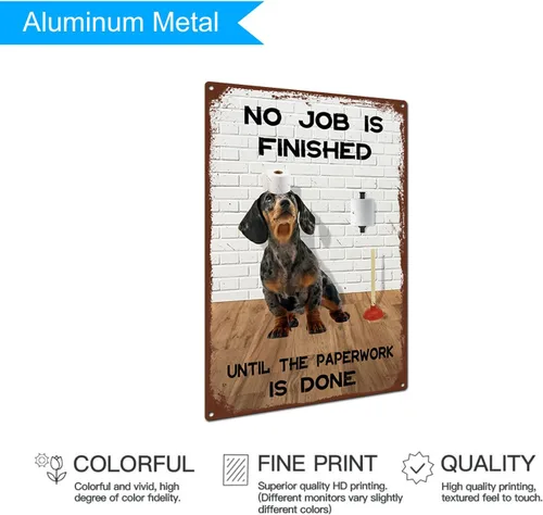 Vista 3 de Cartel de hojalata de baño con texto en inglés "No Job is Finish" de metal vintage con texto en inglés "No Job is Finish" ("No Job is Finish")