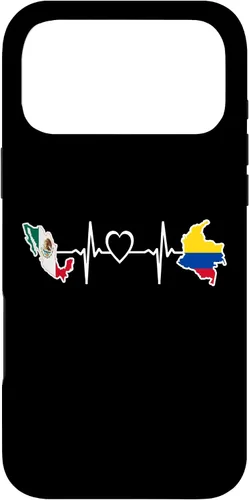 Vista 22 de iPhone 16 Bandera de Colombia Mexicana - Funda de latidos del corazón de Colombia Mexicana