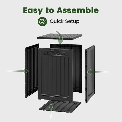 Vista 8 de 50 Gallon Package Delivery Box for Outside with Lockable Secure, Waterproof Black-new