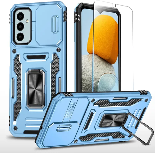 Vista 11 de SunStory Funda compatible con Samsung Galaxy A17 5G con protector de pantalla HD, cubierta de cámara deslizante y soporte de anillo giratorio, a