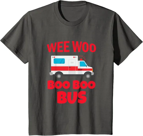 Vista 34 de Wee Woo Boo Boo Bus First Responder - Camiseta divertida de ambulancia, Negro, S
