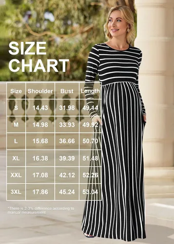Vista 4 de Xpenyo Maternity Casual Dress Empire Waist Pregnancy Maxi Dresses with Pockets