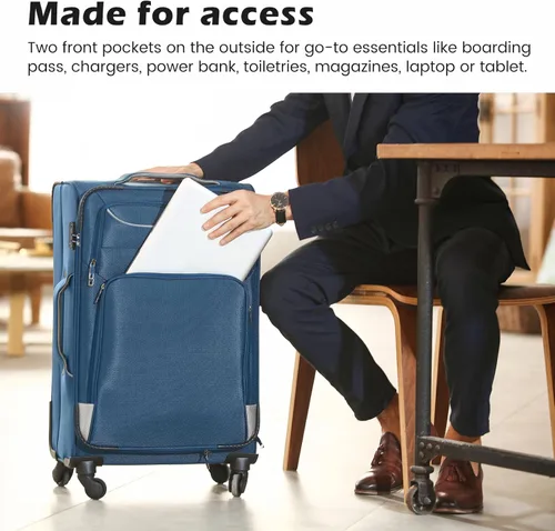Vista 3 de Coolife Equipaje 4 Piezas Maleta Spinner TSA Lock Softshell ligero (gris)