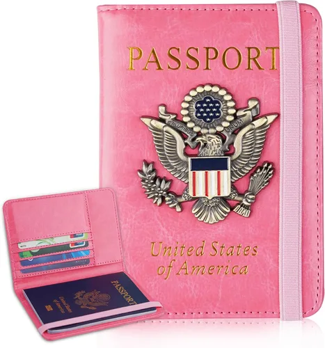 Vista 15 de Funda para pasaporte, cartera de viaje con bloqueo RFID, carteras para pasaporte, organización de pasaporte familiar, funda personalizada