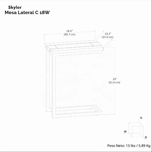 Vista 2 de SIMPLIHOME Skyler C - Mesas laterales en forma de C
