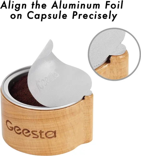 Vista 9 de GEESTA Kit de sellos de papel de aluminio reutilizables compatible con cápsulas Nespresso Vertuoline