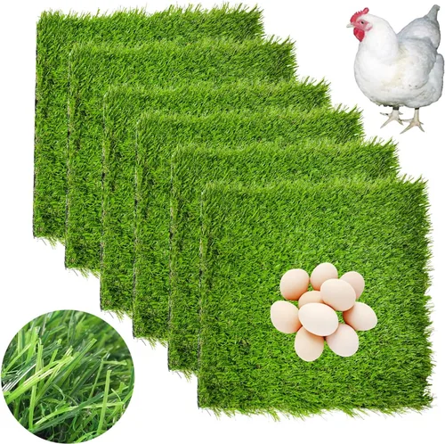 Vista 10 de Hamiledyi 6 almohadillas para anidar pollo, alfombra de césped artificial, alfombra de césped sintético de 12 x 12 pulgadas, lavable, ropa de cama