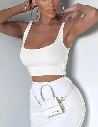 Vista 2 de Mizoci Camiseta sin mangas básica sin mangas con cuello cuadrado recortada de doble capa para mujer