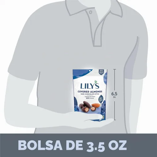 Vista 6 de Lily's Sweets, Almendras cubiertas de chocolate negro, 3.5 onzas