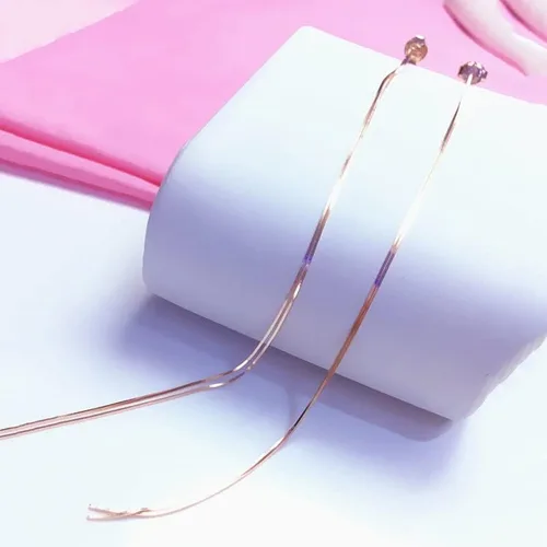Vista 4 de SAGEKING 2024 New 585 Purple Gold Plated 14K Rose Gold Soft Chain Tassel Long Earrings For Women Literary Simple Shiny Classic Party Jewelry Fashion
