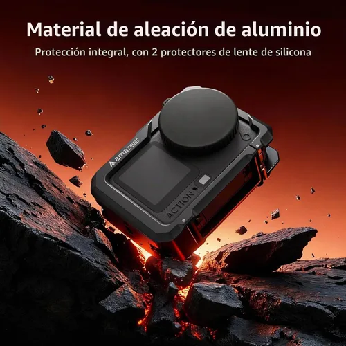 Vista 3 de AMAZEAR Funda protectora de metal para accesorios DJI Osmo Action 6, jaula multifunción Action6 Pro, carcasa de aluminio más fuerte con tapas