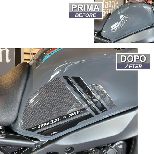 Vista 3 de Resin Bike Adhesivos 3D para motocicleta compatibles con Yamaha MT-09 2022. Protectores laterales del tanque contra impactos y arañazos. Par