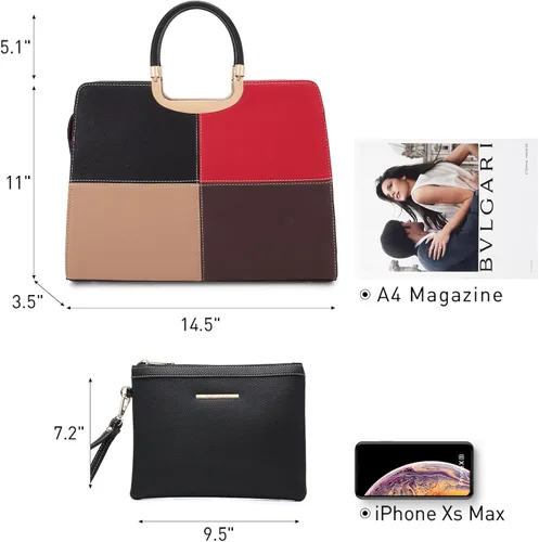 Vista 4 de Womens Handbag Top Handle Shoulder Bag Tote Satchel Purse Work Bag with Matching Wallet
