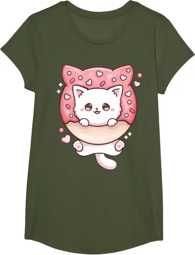 Vista 100 de Camiseta Kawaii Cat Donut Anime Lover Otaku, Negro