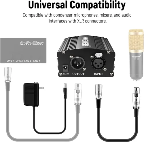 Vista 6 de Kit de alimentación Neewer 48 V Phantom Power de 1 canal