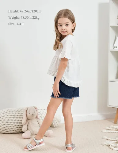 Vista 2 de Ropa de niña para niños pequeños, conjuntos cortos de algodón, abrigo casual, pantalones vaqueros, conjuntos de 2 piezas