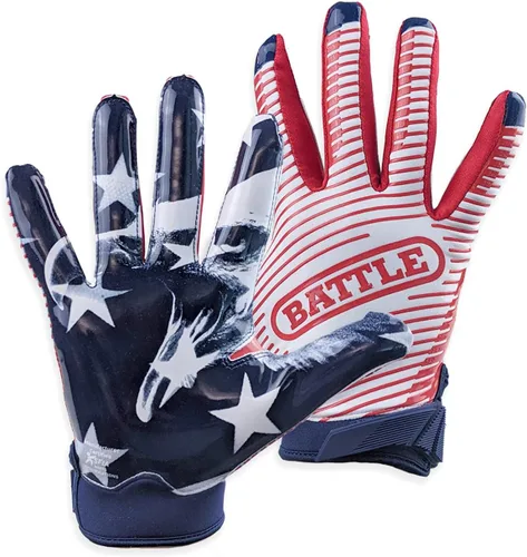 Vista 36 de Battle Sports - Guantes de fútbol americano para receptor abierto con dorso de mano, ultraadherentes y con agarre, antideslizantes, para adultos