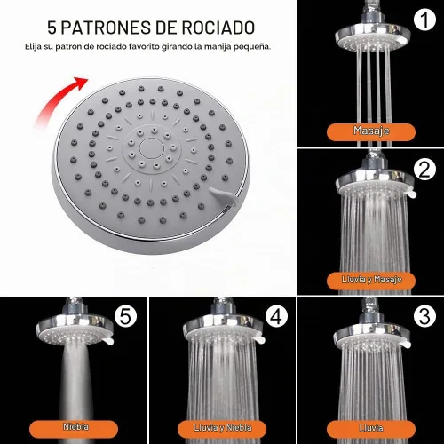 Vista 2 de Cabezal de ducha de alta presión con brazo ajustable de 11 pulgadas, cabezal de ducha HarJue con brazo de ducha que hace que el agua fluya